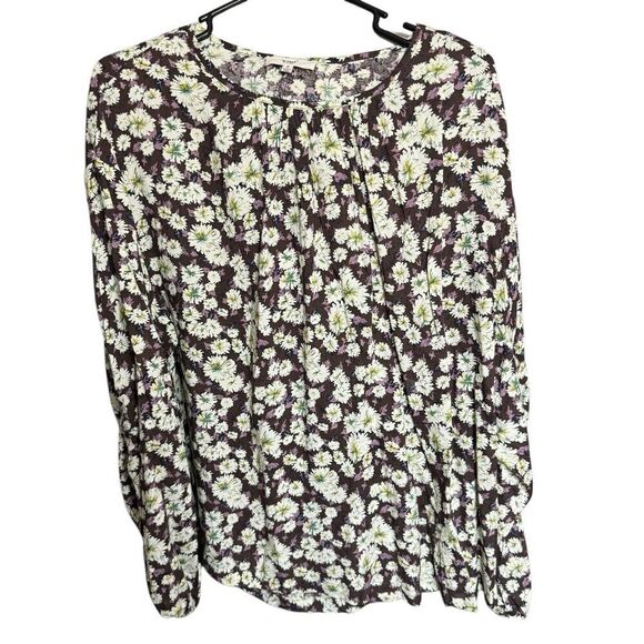 Easel Top Women's Blouse Floral Long Sleeve Rayon Small Cottagecore Feminine - Picture 1 of 8